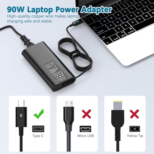 High-Performance 90 W USB-C Charger for Dell Latitude, XPS, and Precision Laptops – Rapid Charging Adapter with Enhanced Safety Features and Universal Compatibility for Efficient Power Delivery