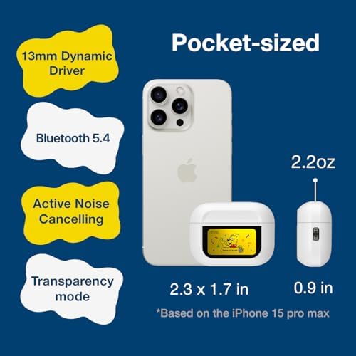 Haribo Gummy Bear Wireless Earbuds – Bluetooth 5.4 Noise Cancelling Headphones with IPX4 Water Resistance, 13 mm Bass for Deep Sound, and LCD Touchscreen Charging Case for Effortless Audio Experience