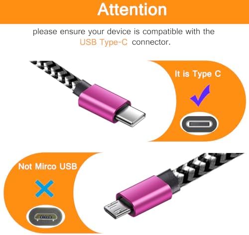 Unifizz 3-Pack Ultra USB Type C Charging Cables – 6.6 ft Fast Charge Set Compatible with Samsung Galaxy S24, A54, A14, A53, A13, S23, S22, S21 – Durable Nylon Braided Design for High-Speed Data Transfer & On-the-Go Convenience
