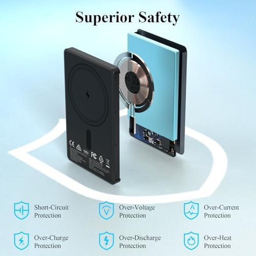 Minthouz Magnetic Power Bank – 5,000 m Ah Ultra-Fast Wireless Charger with 22.5 W USB-C Output | Portable Battery Pack for i Phone 16/15/14/13/12 Series – Stylish Black Design for Effortless On-the-Go Charging and Enhanced Device Compatibility