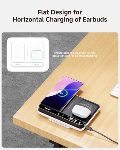 Dual Wireless Charging Station for Samsung Galaxy Devices – Fast, Efficient Charger for Galaxy Watch 8/7/6/5/4/3 and S Series Phones (S25 Ultra/S24/S23/S22/S21/Z Flip 7/Z Fold 7) – Compact Design with Safety Features for Tangle-Free Power Solutions