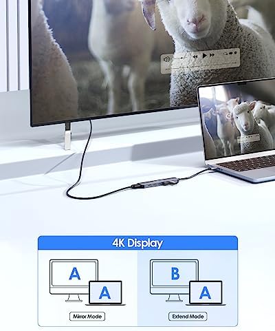 LENTION 4 K HDMI USB C Hub – Multiport Adapter with 3 USB-A Ports, USB-C Data Port, and 100 W PD Charging for Mac Book Pro/Air, i Phone 15 Pro/Pro Max, Surface, and Chromebook – Stylish Rose Gold Design for Seamless Connectivity and Enhanced Productivity