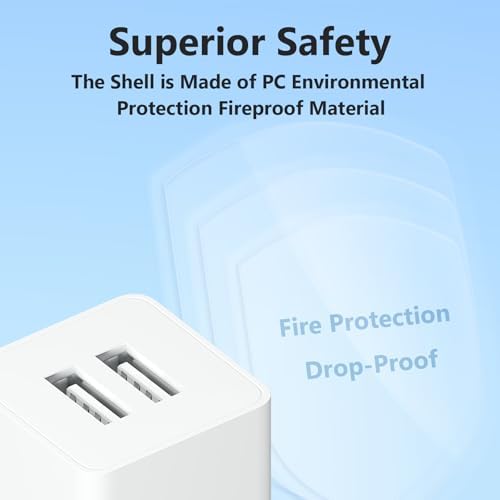 Compact Dual USB-A Fast Charging Block – Lightweight 5 V 2.1 A Wall Charger for i Phone, Android, PS4, Kindle & More – Safe Overcharge Protection for Efficient On-the-Go Power Solutions