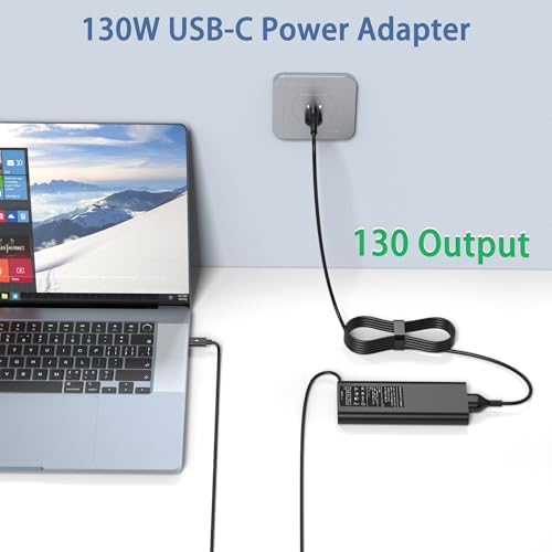 130 W USB-C Laptop Charger for Dell XPS & Precision Series – Quick Charge Power Supply with Safety Features, Lightweight & Portable Design for Home, Office, and Travel Use
