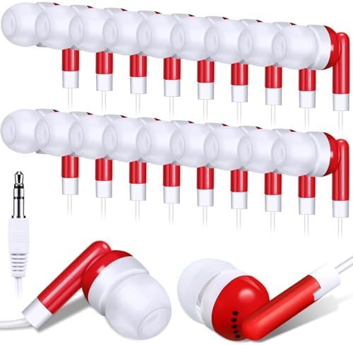 Bulk Konohan 100 Pcs Earbuds – Premium In-Ear Headphones for Students, Classroom Essentials with 3.5 mm Compatibility, Individually Packaged for Hygiene & Convenience, Lightweight Design for Long-Term Comfort, Perfect for Libraries and Educational Settings, Superior Sound Quality for Focused Learning