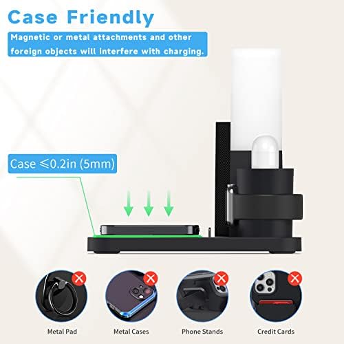 LAVONE 3-in-1 Fast Wireless Charging Station with Digital Alarm Clock & Adjustable Night Light – Ultimate Qi-Compatible Dock for i Phone 15/14/13 Series, Apple Watch, Air Pods & Samsung Devices – Stylish Multi-Functional Charging Solution with Cable Management and Soft Atmosphere Lighting