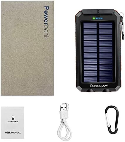 High-Capacity 20,000 m Ah Waterproof Solar Charger Power Bank for Outdoor Adventures – Dual USB-C Fast Charging with Built-in LED Flashlight and Compass (Orange) for Ultimate Portability and Reliability