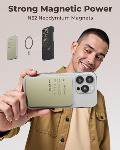 2025 Ultra-Slim Mag-Safe Wireless Power Bank – 5000 m Ah Qi2-Certified Charger for i Phone 16/15/14/13/12 – Lightweight Magnetic Battery Pack with 15 W Fast Charging & Superior Safety Features – Ideal Travel Companion for Effortless Device Power Management