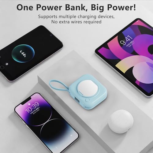 LUCKYDUO Ultra-Slim 10000 m Ah Power Bank with Integrated Dual Charging Cables and LED Battery Indicator – Elegant Travel Companion for Fast Charging i Phones, Samsung Devices, and More – Stylish Portable Charger for On-the-Go Power Solutions
