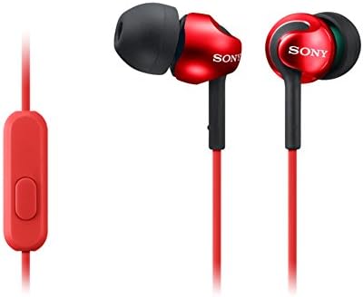 Sony Metallic Red Deep Bass Earphones with Integrated Mic and Smartphone Control – Immersive Audio Experience for Music Lovers and Casual Listeners