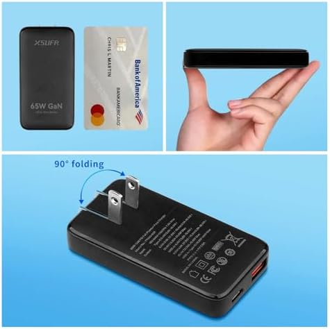 Ultra-Fast 65 W Flat USB-C Wall Charger – Dual Port Travel Adapter for Laptops, Tablets & Smartphones – Compact Design for Enhanced Portability – Safe & Reliable Charging Solution in Stylish Black