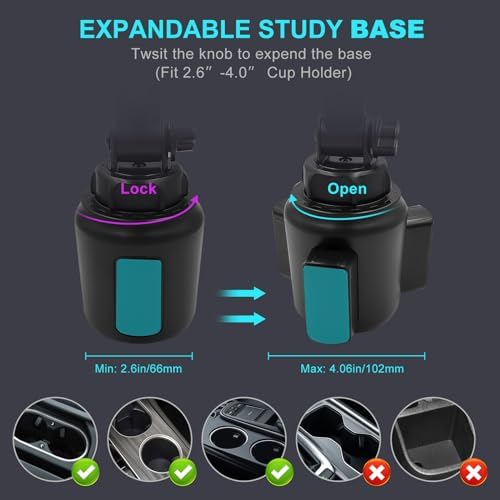 Versatile Cup Holder Tablet Mount for Trucks – 360° Rotating 15″ Dual-Arm Stand for i Pad Pro, Samsung Galaxy Tab, and i Phone | Enhanced Stability & Universal Compatibility for Hands-Free Navigation and Entertainment