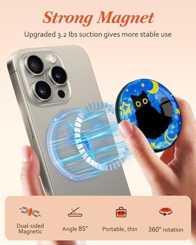 Adorable Cartoon Mag Safe-Compatible Phone Grip Stand – Lightweight Kickstand Ring Holder for Enhanced Usability – Perfect Accessory for i Phone 16/15/14/13/12 with Playful Design for Women and Girls – Durable, Easy-to-Install Magnetic Phone Accessory