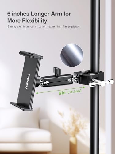 Premium Aluminum Dual Ball Head Tablet Holder for Microphone Stands – Versatile i Pad & Smartphone Mount for Musicians and Presenters – Adjustable Side-Mount Design for 4 to 12.9-Inch Devices – Lightweight, Durable, and Easy to Transport – Enhance Your Performance with Optimal Device Accessibility and Stability