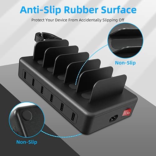 50 W Multi-Device Charging Station – High-Speed Six-Port USB Dock for Phones, Tablets, Kindles & Smartwatches – Fast Universal Charger for Home & Office Convenience – Declutter Your Charging Experience!