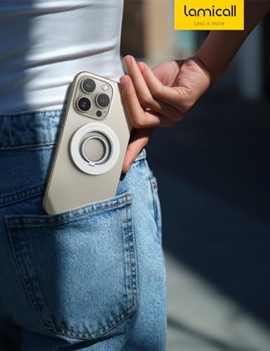 Lamicall 360° Rotatable Magnetic Phone Ring Holder for Mag Safe – Lightweight Grip & Kickstand Compatible with i Phone 12/13/14/15/16 Series, Misty Black – Enhanced Magnetic Strength and Flexibility for Secure One-Handed Use and Wireless Charging Convenience