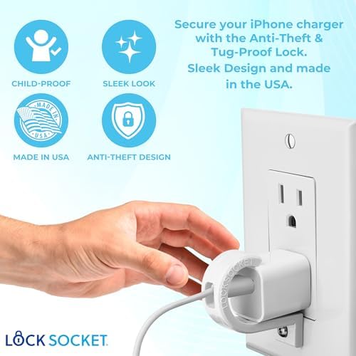 Ultimate Security USB Charger Lock – Theft-Resistant Charging Solution for Apple & Samsung Devices – Child-Safe Design for Public Use – Durable Socket Lock with Fast Charging Capability – Proudly Made in the USA – Essential for Shared Spaces like Cafés and Airports – Effortlessly Protect Your Electronics During Charging