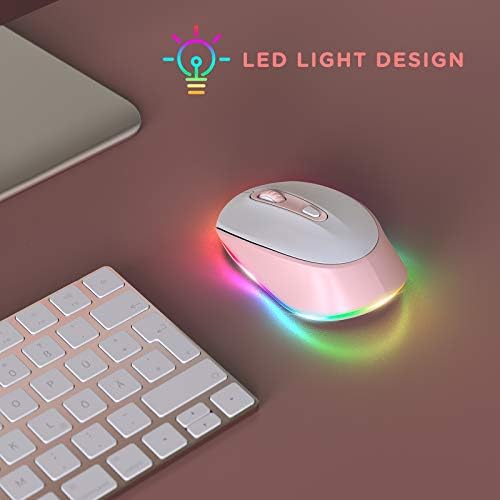 seenda Rechargeable Wireless Mouse with LED Rainbow Lights – Ergonomic, Quiet Click Design for Laptops, PCs, and Chromebooks – Perfect for Kids and Professionals Alike – Portable Purple Accessory for Enhanced Productivity and Style