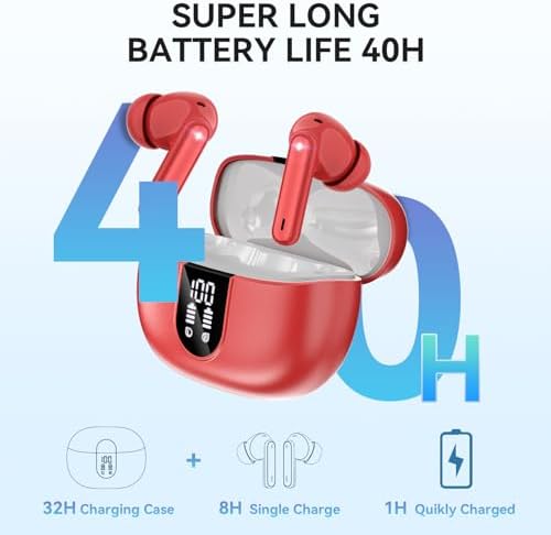 Elevate Your Sound Experience: Stylish Rose Gold Wireless Earbuds with Bluetooth 5.3, 40-Hour Playtime, Deep Bass Stereo, Noise-Canceling Mic, and IP7 Waterproof Durability for i OS & Android Devices – Perfect for Music Lovers and Active Lifestyles