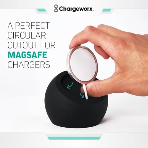 Magnetic Charging Stand, Premium Spherical Silicone Phone Stand, Wireless and Portable, Compatible with MagSafe iPhone 16/15/14/13/12 Series and MagSafe Chargers, Black – Enhanced Compatibility and Speed