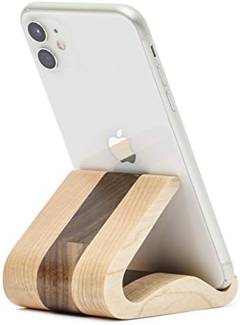 Wooden Cell Phone Stand, Stands for iPhone Universal Compatible with iPhone 15 14 Pro Max 13 12 Plus 11 se, Samsung S23 22, Moto G, LG Smartphone Holder for Desk Office (Maple and Walnut) – Enhanced Compatibility and Speed