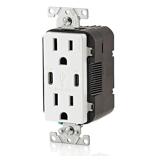 Leviton 60 W Dual USB Type A/Type-C In-Wall Charger – Fast, Efficient Power Delivery Solution for Smartphones, Tablets & Laptops – Tamper-Resistant Outlet in Light Almond for Safe, Clutter-Free Charging Experience – Perfect for Home and Office Use