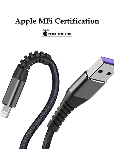 MFi Certified 16 ft Lightning Cable – 2 Pack Extra Long i Phone Charger for Ultimate Charging Flexibility, Fast Data Transfer, Durable Braided Design, Compatible with i Phone 12/11/11 Pro/11 Max/X/XS/XR/XS Max/8/7/6/5 S/SE and i Pad Mini/Air – Enhanced Performance in Blue