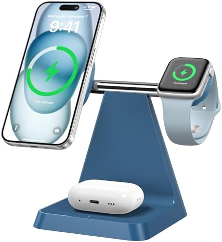 Revolutionize Your Charging Experience with the 3 in 1 Magnetic Wireless Charger – Fast, Compatible, and Space-Saving Solution for Smartphones, Smartwatches, and Earbuds