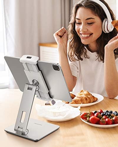 Premium Above TEK 360° Swivel Aluminum Tablet Stand: Adjustable Holder for 4″-15.6″ Devices – Ideal for Retail, POS, and Office Use – Durable Grey Finish for Enhanced Display and User Engagement Solutions