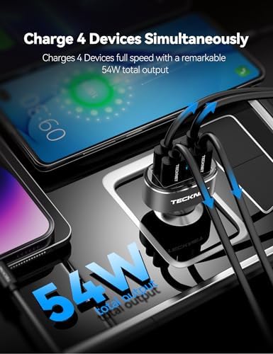 TECKNET 48 W Dual-Port USB-C Car Charger – Ultimate Fast Charging Solution for i Phone 16/15/14/13 & Samsung Galaxy – Advanced Power Delivery & Quick Charge 3.0 Technology – Compact & Durable Automotive Accessory for Effortless On-the-Go Power Management – Essential for Road Warriors and Daily Commuters