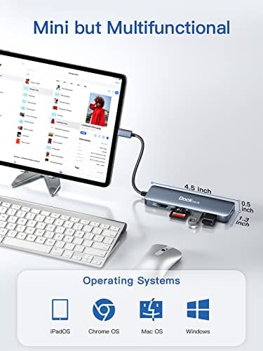 Revolutionize Your Workspace with the dockteck 5-in-1 USB-C Hub Multiport Adapter – 4 K HDMI, Dual SD/TF Card Slots, and 2 High-Speed USB 3.0 Ports for Mac Book Pro, Air, i Pad Pro, and XPS – Unmatched Versatility and Rapid File Transfers