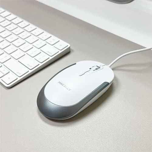Sleek Silent Wired Computer Mouse for Mac & PC – Macally Ergonomic USB Optical Mouse with Adjustable DPI for Ultimate Precision – Compact, Lightweight Design Ideal for Office & Travel – Noise-Free Clicks for Distraction-Free Work Sessions