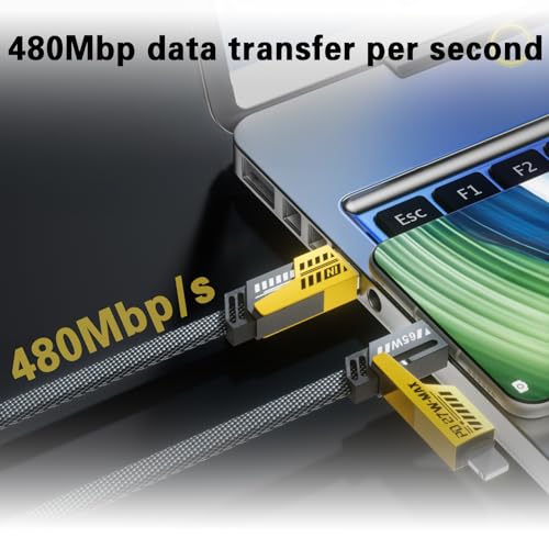 Ultimate 4-in-1 Fast Charging Cable Duo – Dual Pack USB C, USB A & i Phone Compatible Charger with 65 W Power Delivery, Durable Braided Design & Extra-Long 6.65 ft Length for Effortless Multi-Device Charging