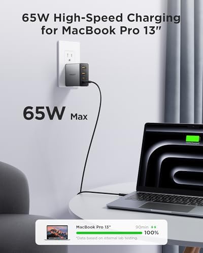 PISEN 65 W Ga N Fast Charging Block – 4-Port USB-C Wall Charger with 4 FT Cable for Mac Book, i Phone 16/15/14, Galaxy S24, Pixel 8, and Steam Deck – Ultimate Multi-Device Power Solution with Enhanced Efficiency and Compatibility