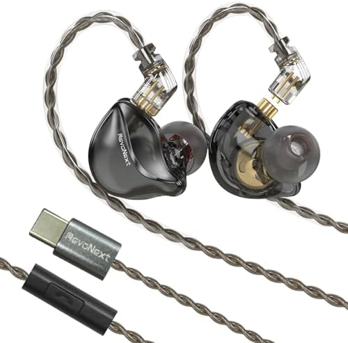 Professional Hi-Fi In-Ear Monitor Headphones with Detachable Cable – Ergonomic Noise-Canceling Earbuds for Musicians, Drummers & Singers – Exceptional Sound Isolation & Built-In Microphone – Versatile Compatibility for Studio & Stage Performance