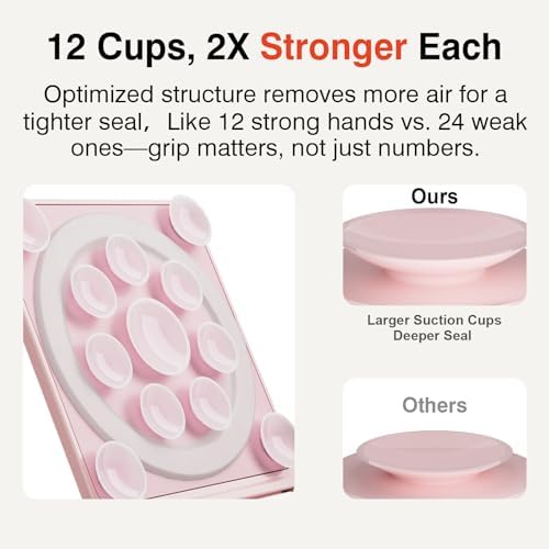 Revolutionary Suction Phone Case Adhesive Mount with Stand – Ultimate Mag Safe Compatible Smartphone Holder for Effortless Selfies & Videos, Strong Sticky Grip for i Phone & Android Users, Compact Hands-Free Accessory for Vlogging & Live Streaming (Black)