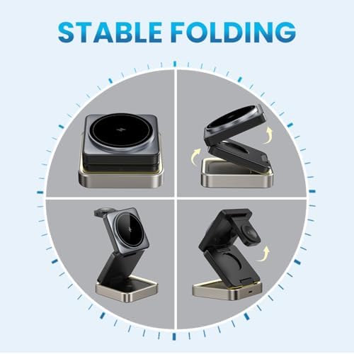 3-in-1 Wireless Charging Station for Apple Devices – High-Speed Charger Stand for i Phone 16/15/14/13/12, Apple Watch & Air Pods Pro/3/2 – Foldable Design for Ultimate Portability and Enhanced Compatibility