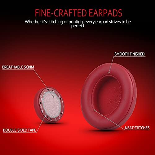 Upgrade Your Beats: Krone Kalpasmos Studio 3 & 2 Replacement Ear Pads – Soft Memory Foam Cushions for Ultimate Comfort and Noise Isolation in Vibrant Red – Perfect Fit for Wired & Wireless Models (B0501, B0500) – Enhance Sound Quality & Style Effortlessly