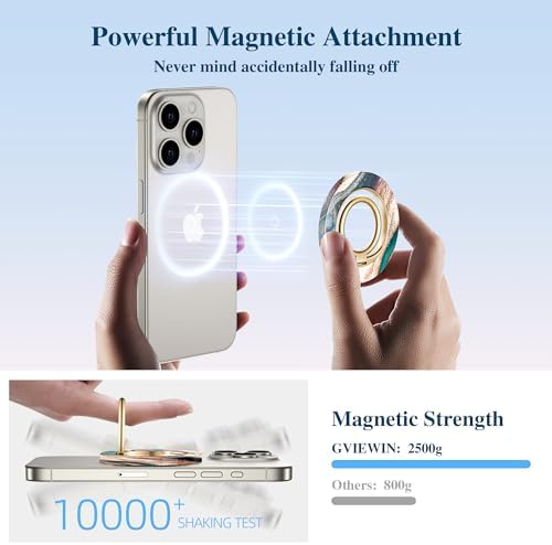 Discover the GVIEWIN Magnetic Phone Ring Holder: A Cutting-Edge 360° Rotatable Kickstand for Mag Safe Devices – Perfectly Tailored for i Phone 16 Pro Max/Plus, 15, 14, and 13 (Elegant White Finish) – Unmatched Stability and Hands-Free Viewing Experience Upgrade your smartphone usage with this premium accessory that not only enhances grip but also transforms your device into a versatile stand for effortless video calls and streaming. Featuring a robust magnetic attachment for secure hold, this stylish phone ring holder is engineered for seamless integration with Mag Safe technology. Experience the freedom of adjustable angles, allowing for convenient portrait or landscape modes, perfect for navigation or entertainment on-the-go. Its sleek white design not only ensures durability but adds a sophisticated touch to your device. Elevate your everyday smartphone experience with the GVIEWIN Magnetic Phone Ring Holder – where functionality meets elegance.