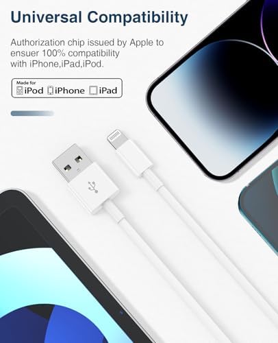 Premium 10 ft Lightning Charger Cable 2 Pack for i Phone and i Pad – Apple MFi Certified, Fast Charging, Durable Design for Enhanced Connectivity with i Phone 14/13/12/11 Pro Max SE XR XS X 8 7 6 – Perfect for Home, Office & On-the-Go Use