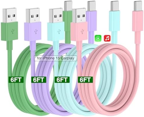 Car Carplay Cable for iPhone 16 15 Pro/Pro Max/Plus,3/3/6/6FT USB A to USB C Fast Charging Cord for iPhone 16 15 Charger,USBC Car Charger for Apple 16 15/iPad Pro-Dark Blue – Enhanced Compatibility and Speed