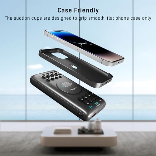 High-Capacity 20000 m Ah Wireless Power Bank with Anti-Slip Suction Cups – Ultimate 18 W USB-C Fast Charger for i Phone 16, 15, 14, 13, 12, 11, X, XS, XR & Samsung Galaxy S25, S24, S23, S22, S21, S10, LG Thin Q – Portable Charging Solution for Seamless Connectivity on the Go