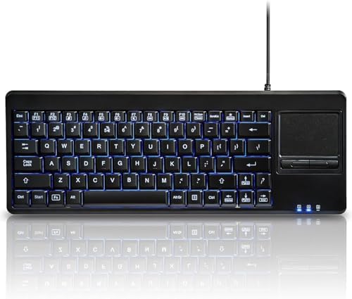 Revolutionize Your Workspace with the Perixx PERIBOARD-315 H Wired USB Backlit Keyboard – Integrated Touchpad & Dual USB Ports for Ultimate Efficiency in Black, Perfect for Windows Users
