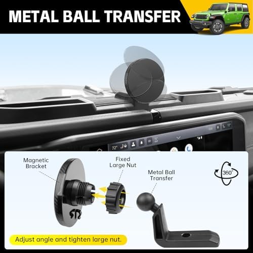 Revolutionary Magnetic Phone Mount for 2018-2023 Jeep Wrangler JL JLU & 2020-2023 Gladiator JT – Ultimate Dash Tray System for Secure Device Holding, Rugged Terrain Compatibility, and Effortless Installation – Ideal Jeep Accessory for Enhanced Navigation and Safety