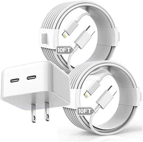 Premium Apple MFi Certified 3-Pack i Phone Charger Set with PD Type C Quick Wall Block and 6 FT Fast Charging USB C to Lightning Cable – Ultimate Speed and Compatibility for i Phone 14/13/12/Pro/Max/11/XR/SE 2022 and i Pads, Perfect for Home or Travel Use