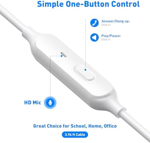 Premium Wired Earbuds with Integrated Microphone – Versatile 3.5 mm Earphones for Macbook, Laptop, i Phone, Android, and Gaming – Lightweight Comfort, Superior Sound Quality, Ideal for Students and Gamers
