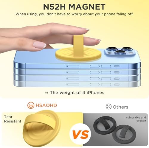 Upgraded Magnetic Phone Grip for i Phone: Premium Silicone Loop Holder with Mag Safe Compatibility – Ergonomic 360-Degree Stand, Non-Slip Design in Sleek Black for Enhanced Comfort and Secure Handling on i Phone 16/15/14/13/12 Pro Max/Plus