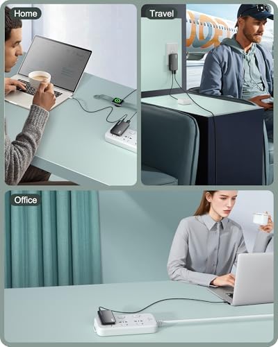 Sleek Purple 65 W Ga N Multi-Port USB Wall Charger – Ultra-Slim Travel Adapter with Dual Type-C & USB-A Ports for Rapid Charging of Mac Book Pro, i Phone 16/15/14, i Pad Pro, and Pixelbook – Compact, Stylish, and Versatile Power Solution for All Devices