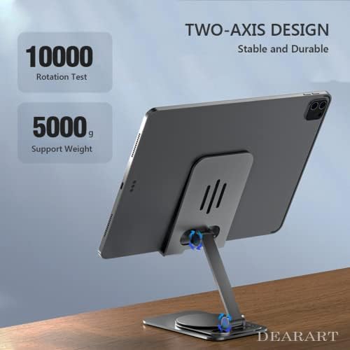 DEARART Cell Phone Stand, 360° Adjustable Phone Stand for Desk, Foldable Phone Holder Fully Carried Easily, Grey (Square Base) – Enhanced Compatibility and Speed