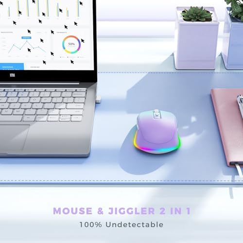 PEIOUS Rechargeable Wireless Mouse with LED – Innovative Jiggler Technology to Keep Your Computer Awake – Sleek Black Design for Optimal Comfort and Productivity